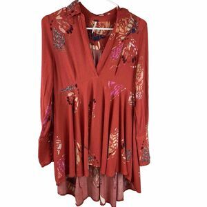 Free People Field of Butterflies Red Tunic/dress  Size Small
